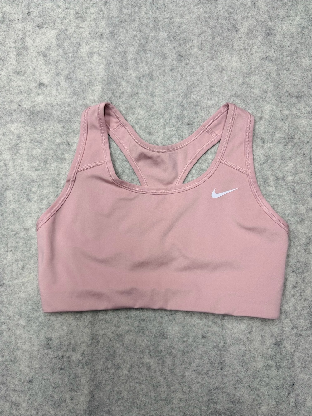 Nike Womens Medium Dusty Pink Sports Bra Swoosh Casual Training Gym Ladies